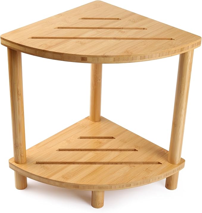 Upgraded Bamboo Corner Shower Stool for Inside Shower Waterproof,2-Tier Shower Foot Rest with Storage Shelf,Corner Shower Shelf Bench Caddy Shaving Leg,Bath Seat,Gifts for Women Mom - Image 9
