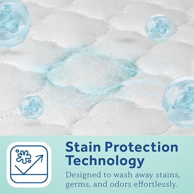 Sealy Baby Stain Protection Waterproof Crib Mattress Protector – Noiseless Fitted Sheet Cover with Quilted Cotton-Blend Top for Comfort – Machine Washable and Easy-to-Clean Toddler Pad, 52 x 28, White