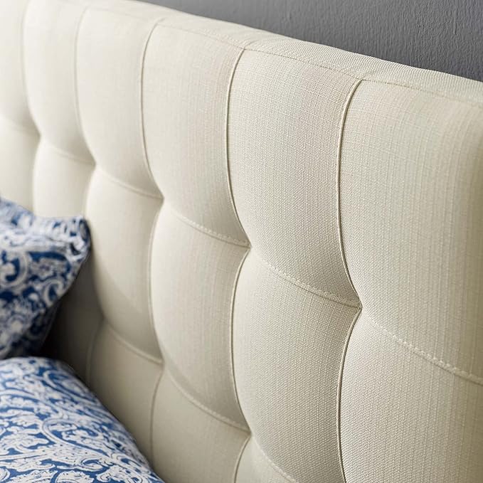 Modway Lily Tufted Linen Fabric Upholstered King Headboard in Ivory