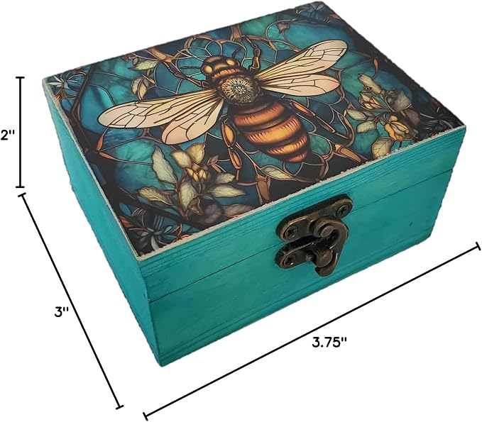 JB&C Premium Bee Trinket Box Small Jewelry Keepsake Box | Earrings Necklace Storage Box for Girls Women | Bee lovers Gift Idea, Animals Ornaments for Home Décor (3BES) - Image 10