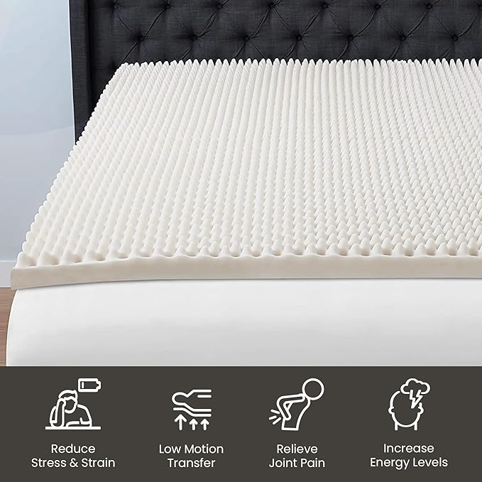 Treaton 1-inch Soft Foam Toppers with Convoluted Egg Shell Design | Extends Mattress Topper Life, Provides Proper Back Support and Relieves Pain, Improves Better Posture, Full, Green