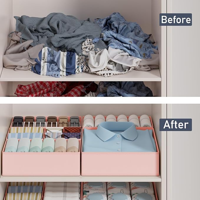 DIMJ Drawer Organizer Clothes Storage- 18 Pack Baby Dresser Organizer for Nursery, Foldable Closet Drawer Organizer Bins for Bedroom Organization, Fabric Storage Dividers for Socks, Underwears, Bras - Image 7