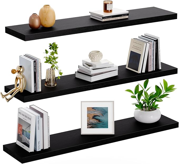 AMADA HOMEFURNISHING Floating Shelves for Wall, Wall Shelves for Living Room, Bedroom, Bathroom, Kitchen & Home Office Organization, Bathroom Shelves with Hidden Brackets, 22 lbs Max Load, AMFS44B - Image 9
