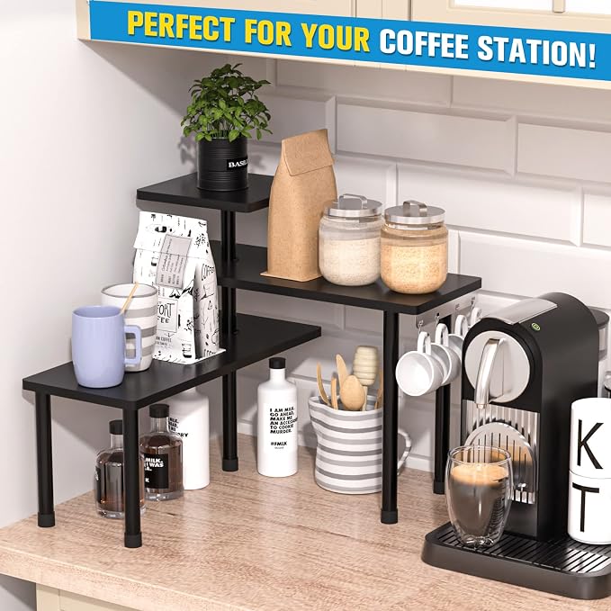 JayRex Countertop Corner Shelf, 3 Tier Shelf Moveable Organizer for Bathroom Counter, Make Up, Dresser Table, Desktop Shelf (Black) - Image 5
