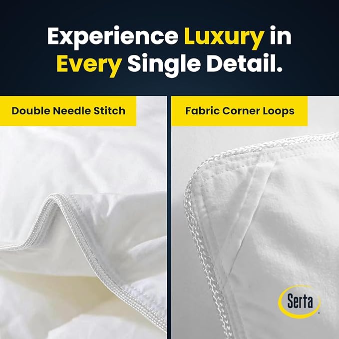 Serta Goose Feathers Down Fiber Comforter Oversize King Duvet Insert,100% Cotton, Hotel Luxury Hypoallergenic Comforter All Season Medium Warmth 108 x 98 in White