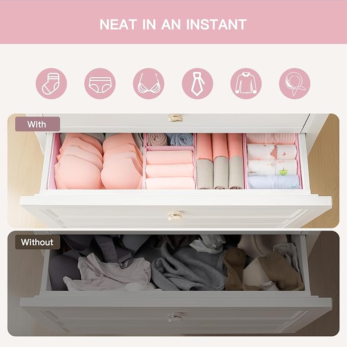 Criusia Drawer Organizer Clothes, 10 Pack Dresser Organizer for Baby Clothes, Underwear, Sock- Foldable Closet Organization and Storage Dividers Bins for Nursery, Bedroom (Pink) - Image 4