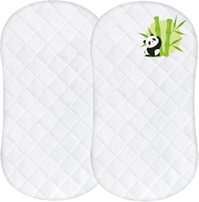 Bassinet Mattress Protector Waterproof Cover Compatible with Halo BassiNest Swivel Sleeper, 2 Pack, Skin Friendly and Breathable Bassinet Mattress Pad