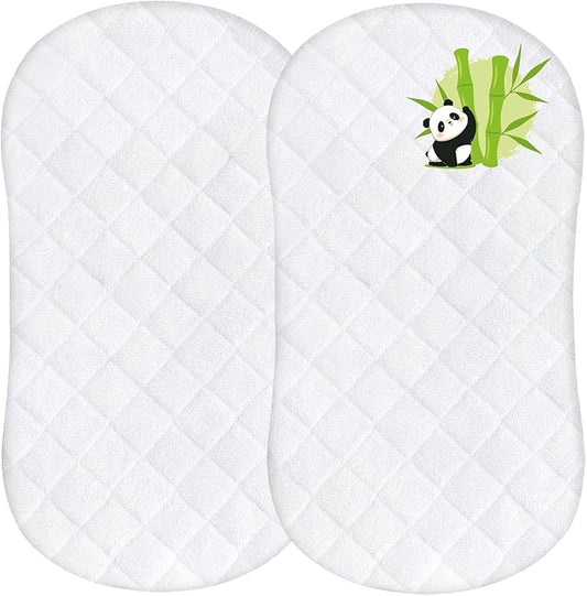 Bassinet Mattress Protector Waterproof Cover Compatible with Halo BassiNest Swivel Sleeper, 2 Pack, Skin Friendly and Breathable Bassinet Mattress Pad