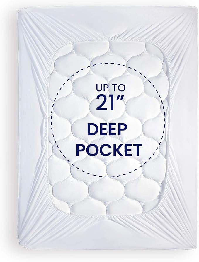 SLEEP ZONE Twin XL Mattress Pad Cover for College Dorm - Soft Fluffy Pillow Top Bed Mattress Topper Quilted Fitted, Deep Pocket 8-21 inch, Twin XL