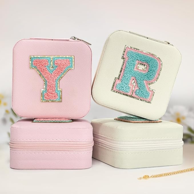 SANDJEST Personalized Jewelry Box, White Travel Jewelry Box with Initial R, Small Monogrammed Jewelry Case Organizer for Girls Women Teen Kids, Mini Travel Essentials Gifts for Birthday Christmas - Image 6