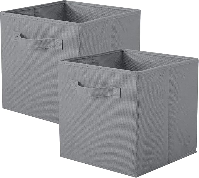 ShellKingdom Storage Bins, Foldable Fabric Storage Cubes And Cloth Storage Organizer Drawer For Closet And Toys Storage, 2 Pack (Gray) by ShellKingdom