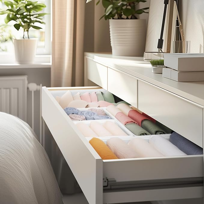 Criusia Drawer Organizer Clothes, 21 Pack Dresser Organizer for Baby Clothes, Underwear, Sock- Foldable Closet Organization and Storage Dividers Bins for Nursery, Bedroom (White) - Image 8