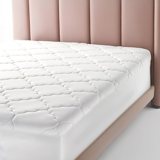 Micropuff Fitted Mattress Pad - Full XL Size (54" x 80") Mattress Pad - Soft and Comfortable Fitted Mattress Protector - Mattress Cover Stretches 12 to 15 Inches Deep - Easy to Wash
