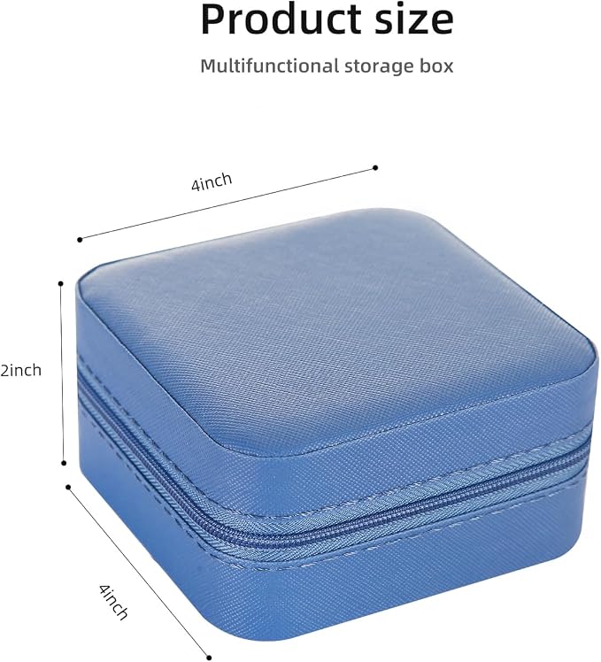 KElofoN Travel jewelry case Travel jewelry box Travel Jewelry Organizer Small Jewelry Organizer Box Gift for Girls Women with Mirror(Deep blue) - Image 2