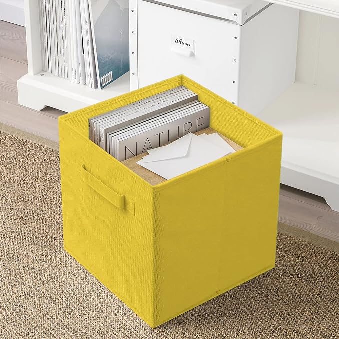 ShellKingdom Storage Bins, Foldable Fabric Storage Cubes and Cloth Storage Organizer Drawer for Closet and Toys Storage, 6 Pack (Yellow) - Image 7