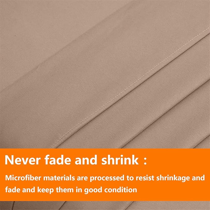 TAIMIT Beige Full Size Comforter Set - 7 Pieces, Bed in a Bag Bedding Sets with All Season Soft Quilted Warm Fluffy Reversible Comforter,Flat Sheet,Fitted Sheet,2 Pillow Shams,2 Pillowcases