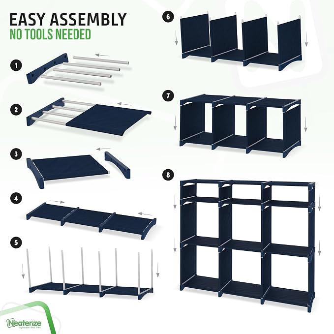 Cube Storage Organizer with Storage Bins Included - The Perfect Closet Organizers and Storage Solution. Includes 9 Storage Cubes, Great For Toy Storage, Closet Storage, Clothes Storage (Navy) - Image 4