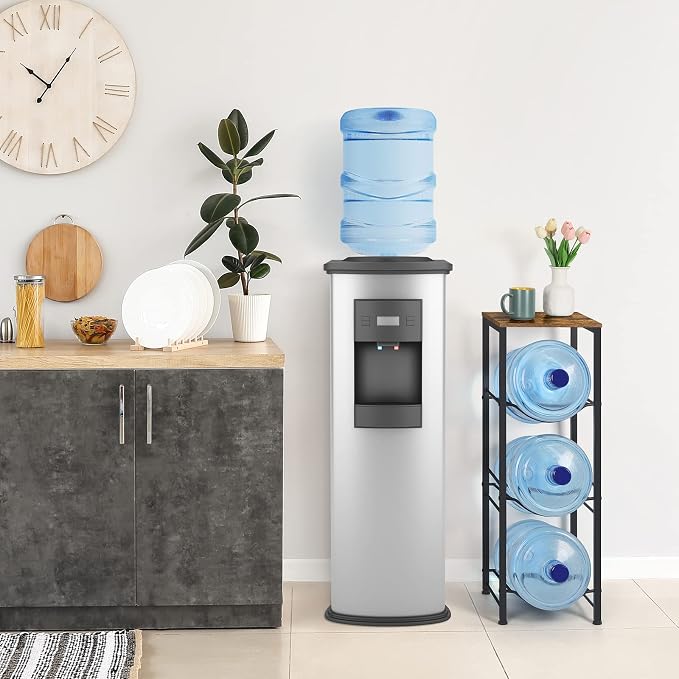 5 Gallon Water Jug Holder 3-Tiers Water Dispenser Stand Rack, Water Bottle Organizer with Storage Shelves for Kitchen Living Room Office, Rustic Brown - Image 6