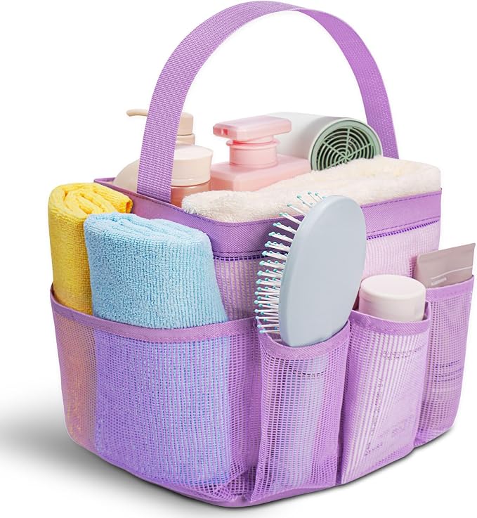 Camping Essentials Shower Caddy Portable for College Dorm Room Essentials for Girls with 9 Pockets,Large-Capacity Shower Caddy Dorm Basket,Quick Dry Shower Bag for Gym,Travel,Swim,Beach-Purple by Unknown