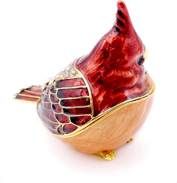 Elegant Cardinal Bird Jewelry Trinket Boxes Hinged .Keepsake Ring Box Necklace Earrings Organizer.Cardinals Gifts for Women Bird Figurines Home Decor. - Image 3