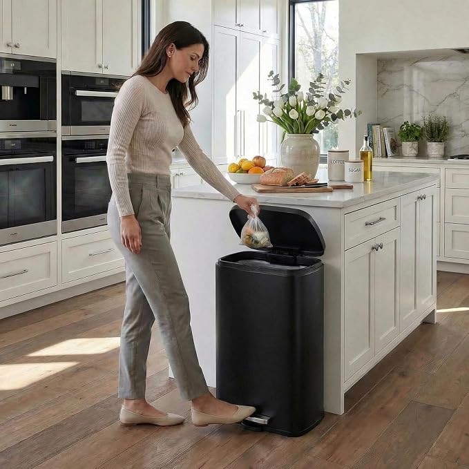 8 Gal Kitchen Trash Can, 30L Recycling or Garbage Bin, Brushed Stainless Steel Waste Basket, Soft&Quiet Close Dustbin, with Step-On Pedal, Removable Inner Bucket, for Home, Office, Living Room - Image 9