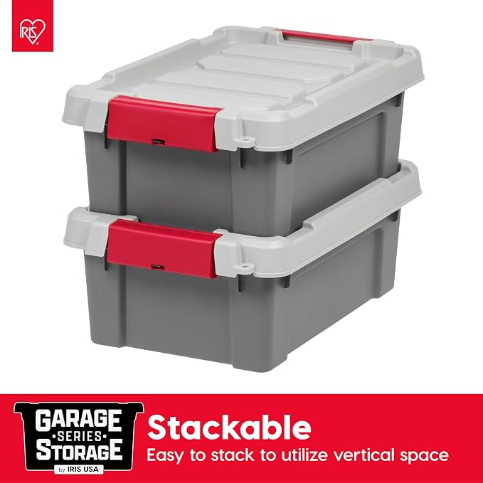IRIS USA 3 Gallon Lockable Storage Totes with Lids, 5 Pack, Heavy-Duty Durable Stackable Containers, Large Garage Organizing Bins Moving Tubs, Rugged Sturdy Equipment Utility Tool Box, Gray - Image 4