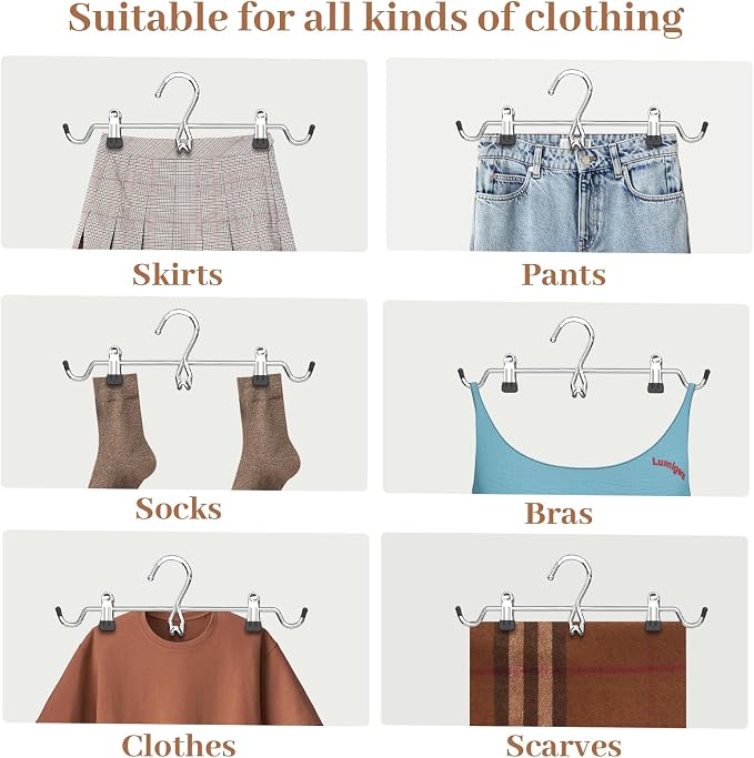 Pants Hangers Space Saving,Stackable Skirt Hangers with Clips, Hanging Closet Organizer and Storage,Clothes Hangers, College Dorm Essentials Apartment Essentials- 24 Pack - Image 7