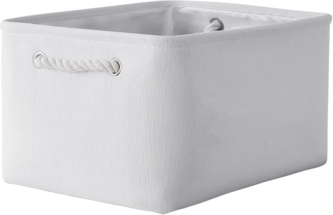 TheWarmHome Fabric Storage Bin, Large 1 Pack 15.7L*11.8W*8.3H Storage Basket for Home Storage and Organization, Shelf Basket with Cover for Living Room Bedroom Closet（White by TheWarmHome