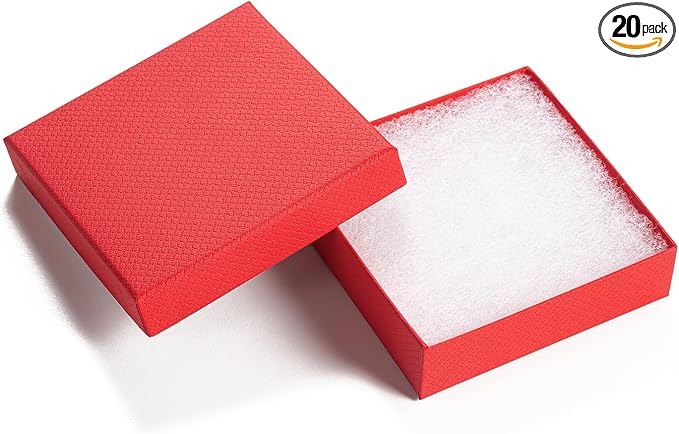 GEFTOL Jewelry Gift Boxes 20 Pack 3.5x3.5x1 Inch Cardboard Jewelry Boxes,Small Gift Boxes for Jewelry Earrings Necklaces Handmade Bangles Bracelets(Red) by GEFTOL