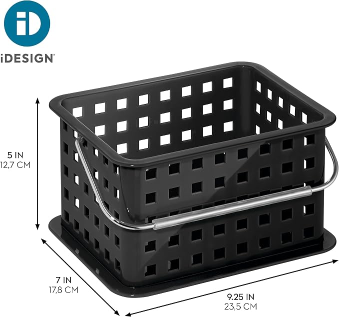 iDesign Plastic Shower Caddy Basket with Handle for Bathroom or College Dorm - Black - Made in USA - Image 4