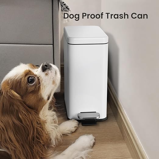 Cesun Bathroom Trash Can with Lid, 2.6 Gallon Small Bathroom Garbage Can Soft Close, Stainless Steel Waste Basket with Step Pedal for Bedroom, Laundry Room, Living Room, Home Office, Toilet, RV, White - Image 7