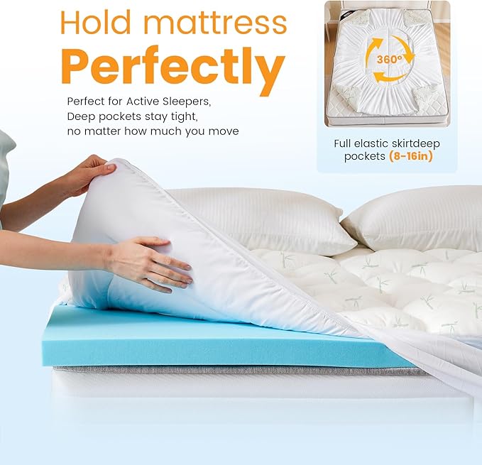 Mattress Toppers, Premium Dual Gel Memory Foam Topper for Enhanced Sleep, Cooling & Breathable Comfort, Pressure Relief, Medium Firm Support for All Sleepers, CertiPur-US Certified, Full