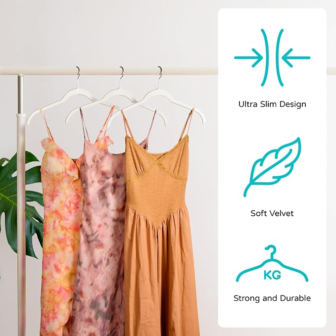 Sishynio Premium Velvet Shirt Hangers 30 Pack, Non-Slip 360° Swivel Hook Slim Flocked Coat Hanger, Space Saving Felt Hanger for for Tank Top, Blouses, Strappy Dresses - Image 2