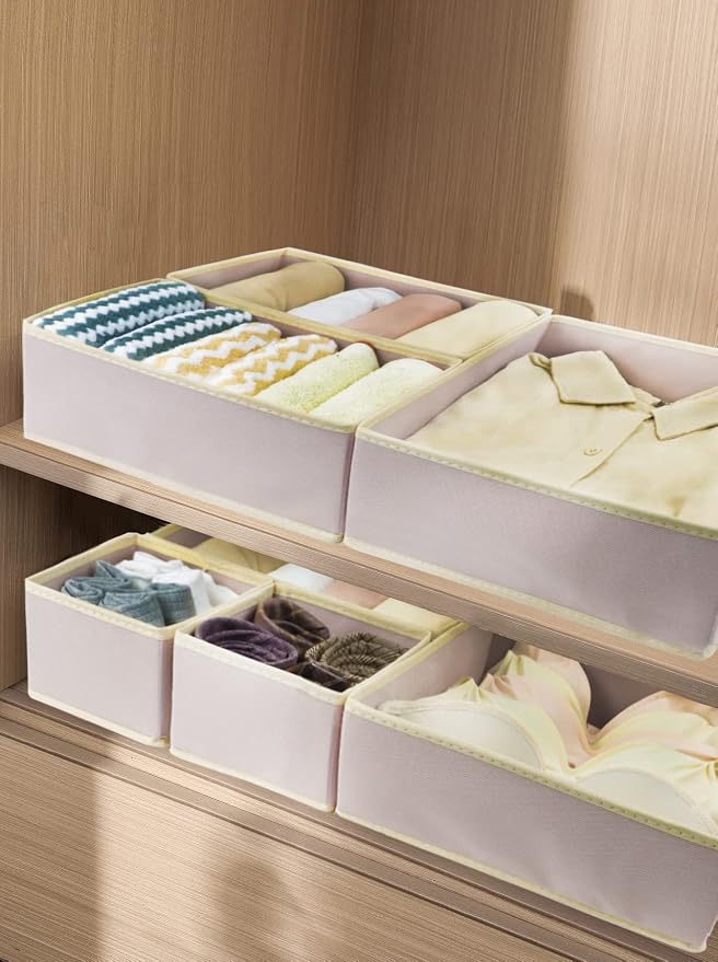 Fordonral 12 Pack Drawer Organizer Clothes, Foldable Fabric Dresser Organizer Closet Organizers and Storage Box for Underwear,Folded Clothes,Baby Clothing,Socks,Bra,Towels,Ties(12 Pack,Pink) - Image 5