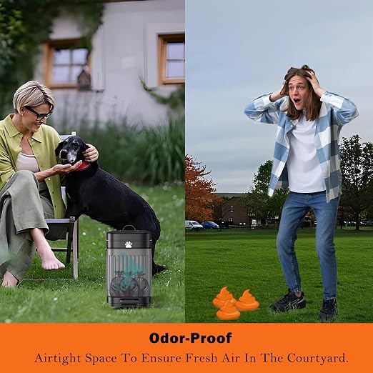 Dog Poop Trash Can Outside, 5L/1.3Gal Metal Dog Waste Trash Can with Lid, Foot Pedal, Pet Waste Container with 40 Bags, Poop Bucket with Lid Soft Close for Pet, Black - Image 5