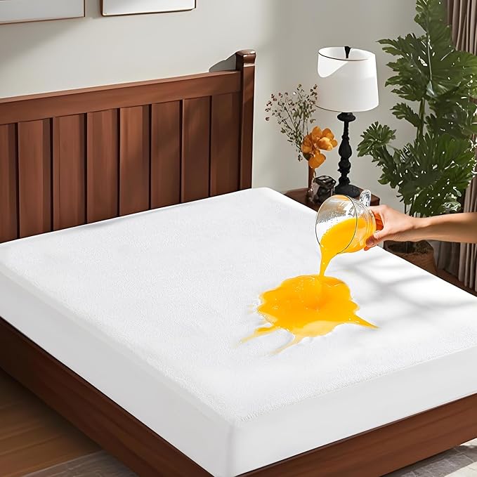 ClevaHome King Size 100% Waterproof Mattress Protector,Deep Pockets Fits up to 18 Inches, Soft Breathable Noiseless Terry Cover, Machine Washable