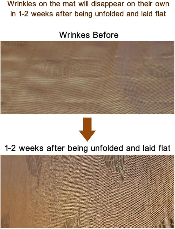 Square Cooling Bedding Mat,Ice Silk Rattan Matting,Foldable Jacquard Mixed Ice Silk & Rattan Mat,冰藤席 (Gold, Twin)