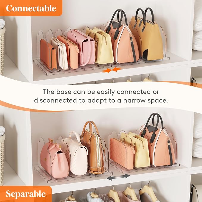 Lifewit Purse Organizer for Closet, Clear Handbags Storage Organizer, Adjustable Clutch Purse Storage Organizer Holder for Closet, 3 Pack Bookshelf Dividers for Sweater in Bedroom 35 x 24 cm/14 x 9.5 - Image 5