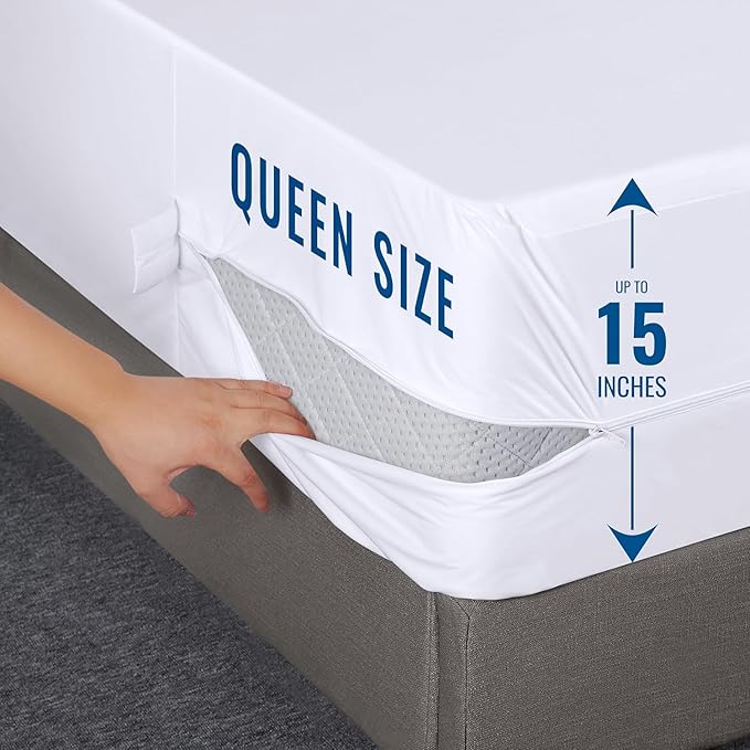 Utopia Bedding Mattress Protector Zippered Queen Size (Pack of 2), 100% Waterproof Bed Bug and Dust Mite Proof Mattress Encasement, Absorbent 6 Sided Mattress Cover