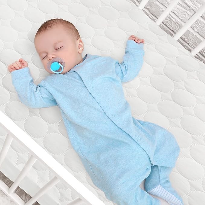 Mini Crib Mattress Protector Sheets Waterproof 4 Pack, Quilted Pack and Play Mattress Pad Cover Fits for Mini Crib/Playen/Pack and Play Mattress, White, 38"x24"