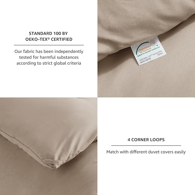 CozyLux King Size Comforter Set Khaki, 3 Pieces Solid Comforters King Size Breathable Quilted Bedding Sets, Luxury Soft Lightweight Bed Set with Down Alternative Comforter and 2 Pillowcases All Season