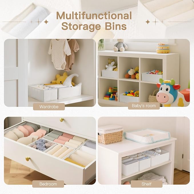 Criusia Drawer Organizer Clothes, 24 Pack Dresser Organizer for Baby Clothes, Underwear, Sock- Foldable Closet Organization and Storage Dividers Bins for Nursery, Bedroom and Dorm (White) - Image 5