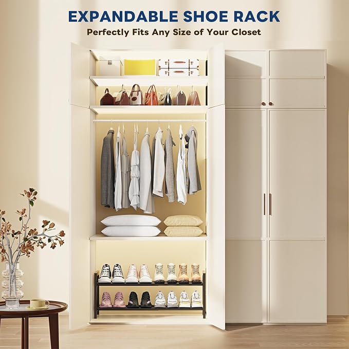 Mavivegue Expandable Shoe Rack, 2-Tier Adjustable Shoe Organizer, Shoe Shelf for Closet, Entryway, Front Door - Image 7
