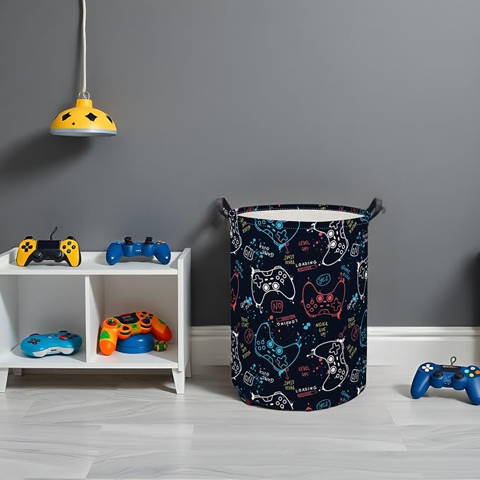 HIYAGON Game Laundry Basket Boys Kids Baby Laundry Hamper Dirty Clothes Organizer Toy Storage Bin Nursery Hamper for Bedroom Room Decor(Game) - Image 5