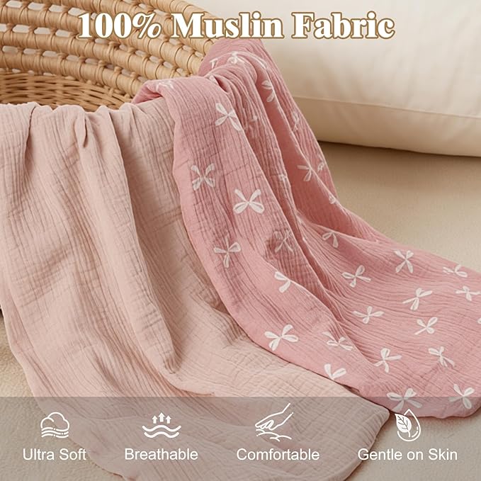 Basumee Muslin Bassinet Sheets for Baby Girl Boy 2 Pack Soft Breathable Baby Bedside Bassinet Fitted Sheets with Bottom Elastic Band Mattress Cover for Rectangle Oval Hourglass Bassinets