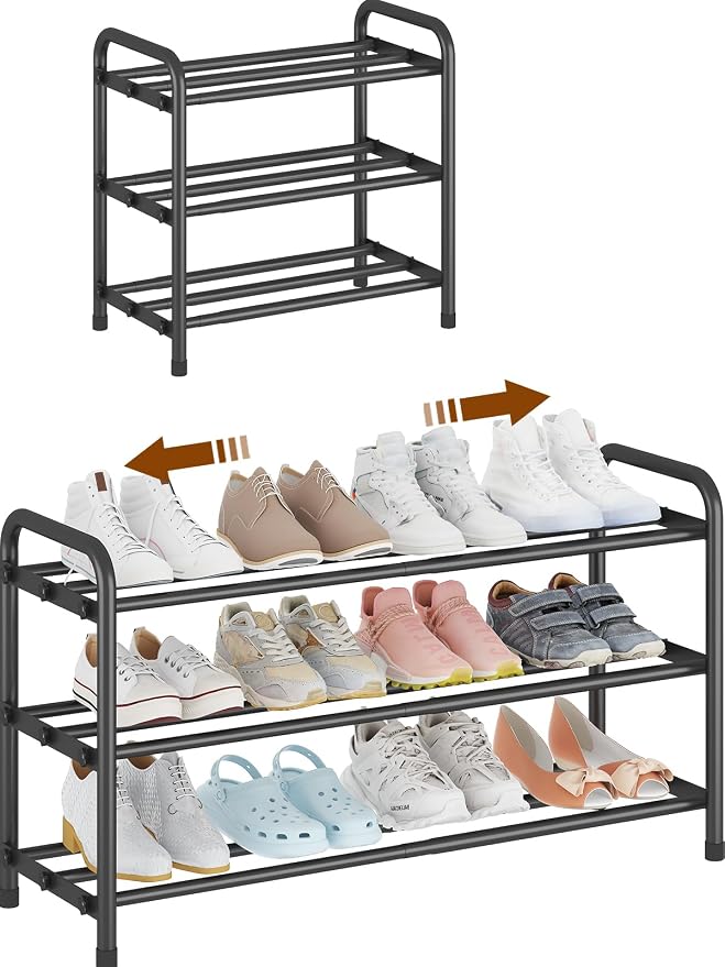 KANAV Expandable Shoe Rack Organizer – 3-Tier Shoe Shelf for Closet, Entryway & Front Door – Space-Saving Shoe Storage Solution by Shoeracks