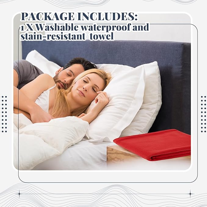 1 Pcs Couples Waterproof Mat 27 x 27 in Lover Reusable Stainproof Blanket Quiet Easy Use Mattress Protector for Adult Multi Functional Bed Sheet Couple Messy Play Pleasure Comfort (Red)