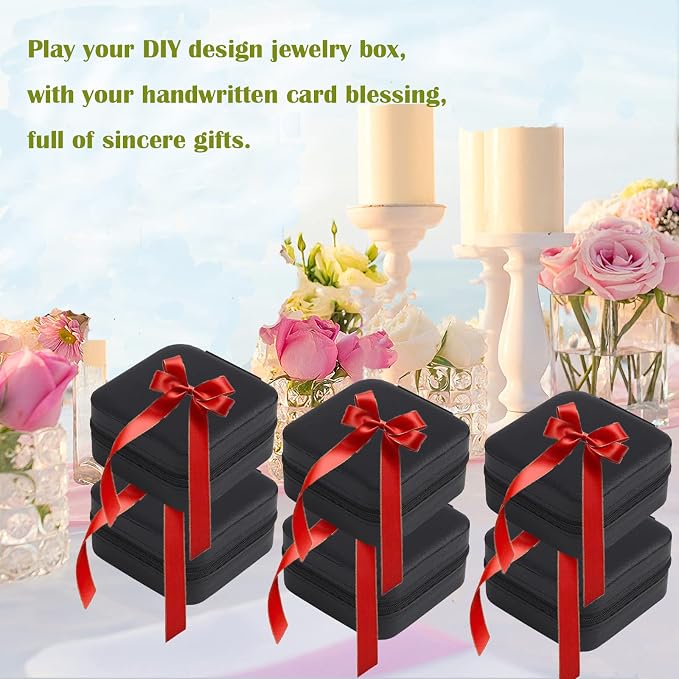 Travel Jewelry Case Bridesmaid Gifts Box,12 Pack Small Jewelry Box Mini Jewelry Organizer,PU Leather Portable Earring Storage Box for Women Girls Bridesmaid Proposal Gifts - Image 3