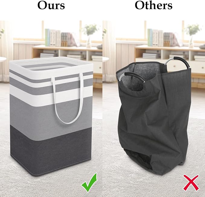 StorageRight Large Collapsible Laundry Basket Hamper with Easy Carry Handles，Freestanding Clothes Hampers for Laundry, Bedroom, Dorm, Towels, Toys, 75L, Gradient Grey - Image 5