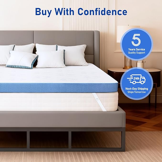 Extra Firm Mattress Topper King: 3 Inch High Density Foam Mattress Pad, Super Support Bed Topper for Back Pain, Breathable Washable Anti-Slip Cover, No Smell, CertiPUR-US Oeko-Tex Certified 80x76